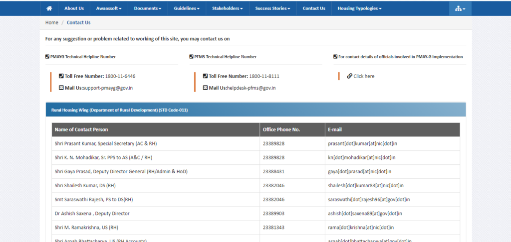 Gramin Awas Yojana List Contact Number 