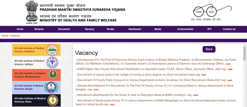 Process To View Vacancy Under PMSSY