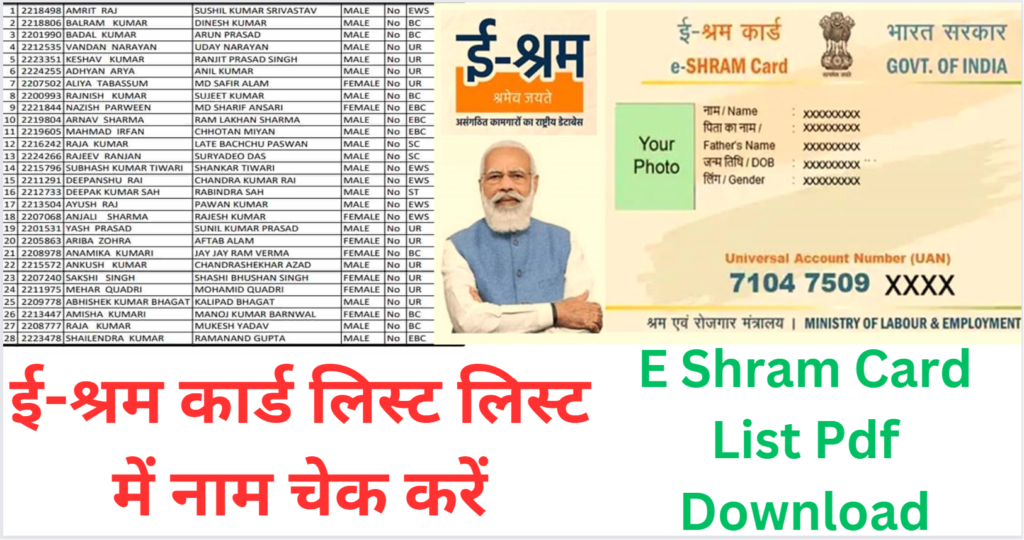 E Shram Card List 2024 